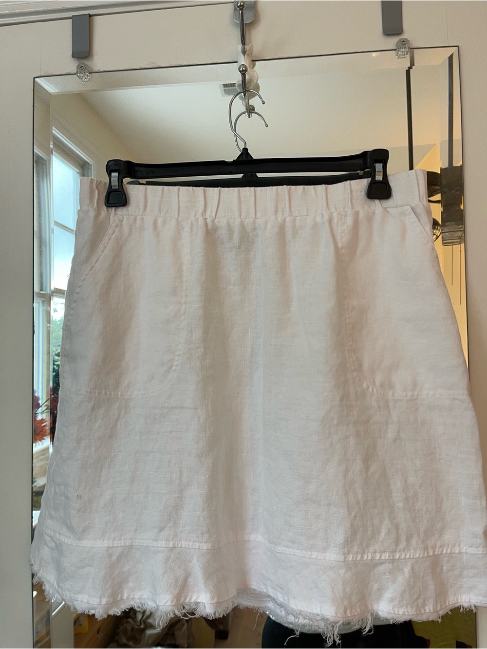 For Cynthia 100% White Linen A-Line Skirt Size XL